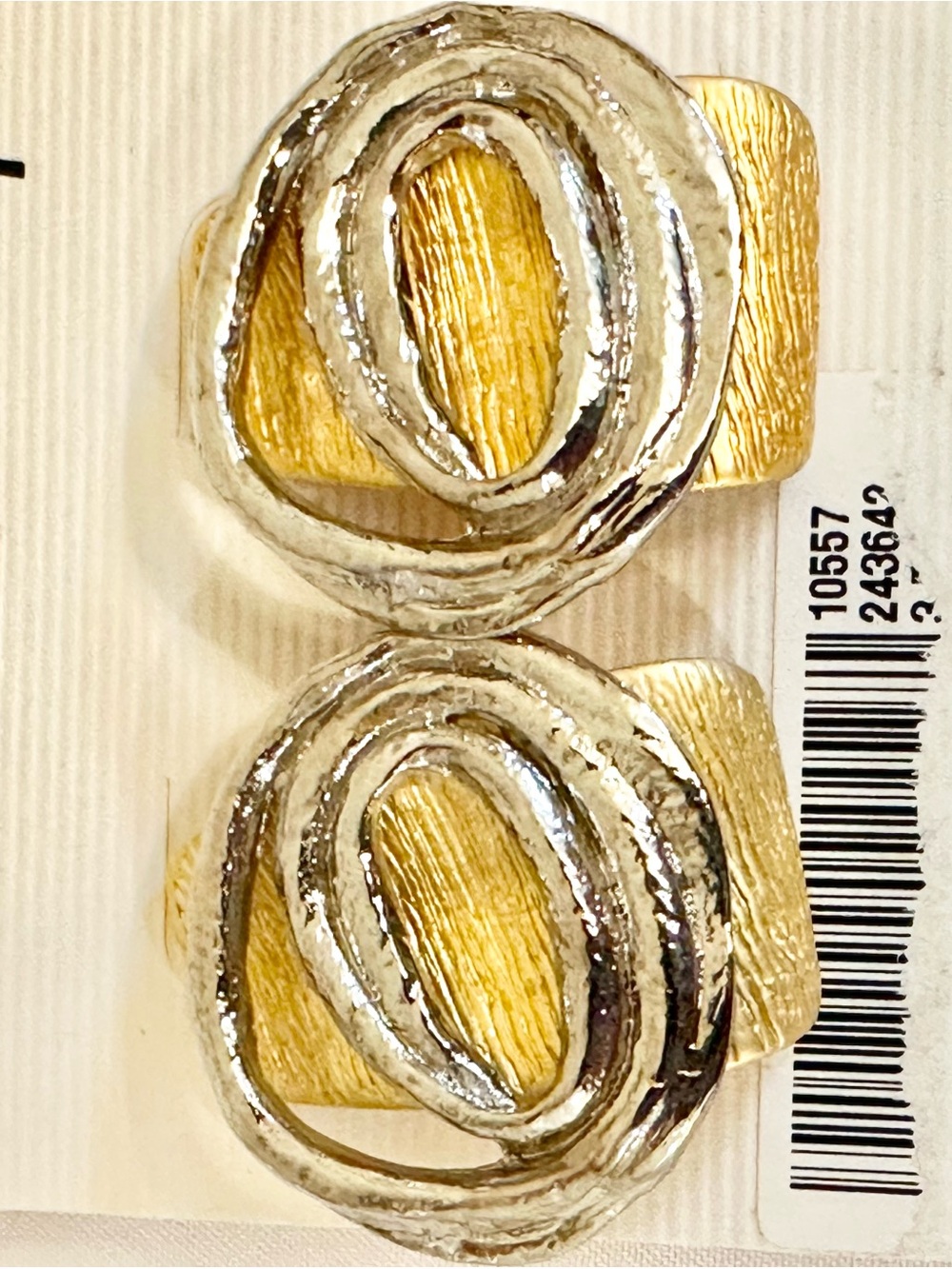 VTG Gold and Silver Oval Accent Cuff Ring - Clip-Ons